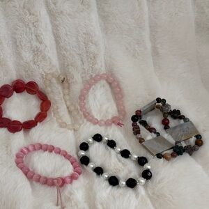 Set of 6 Beaded Stretch Bracelets in assorted colors